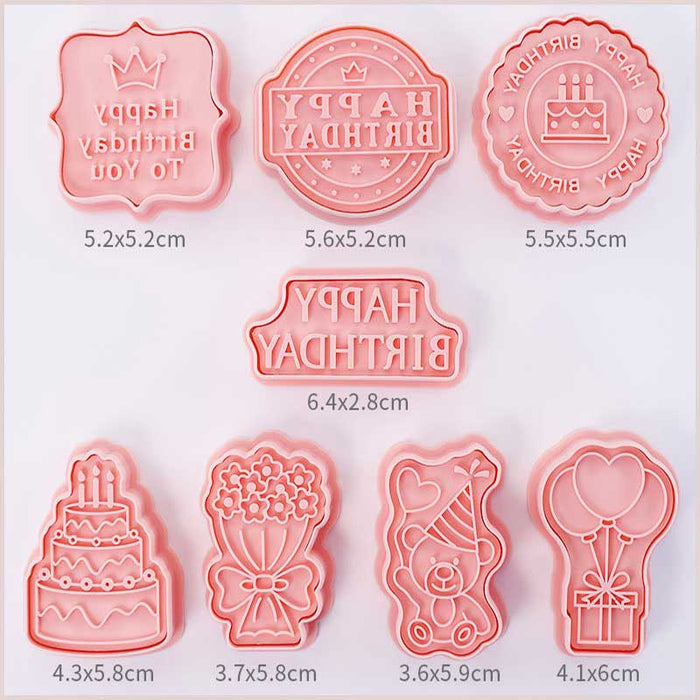 Assorted Birthday Cookie Cutters Set 8pc