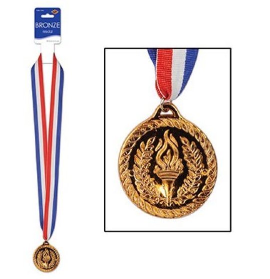 Beistle Bronze Sports Medal & Ribbon