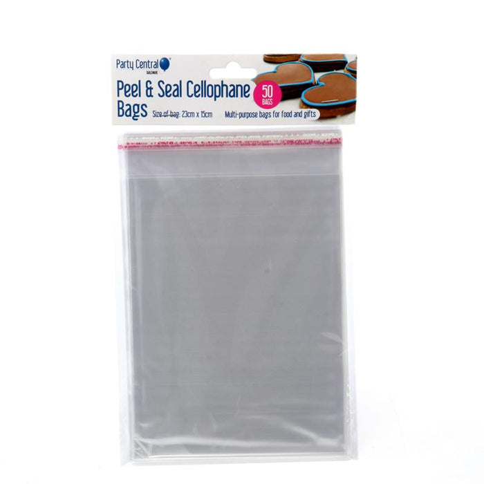 Premium Peel & Seal Cellophane Bags - 15cm x 23cm - 50pk