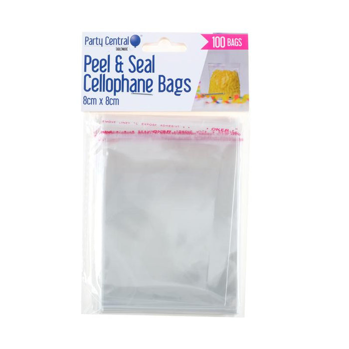 Premium Peel & Seal Cellophane Bags - 8cm x 8cm - 100pk