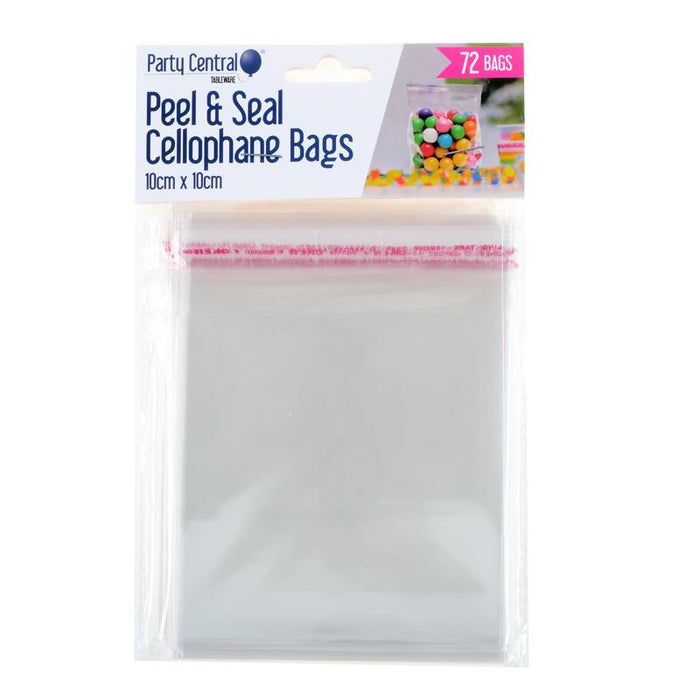 Premium Peel & Seal Cellophane Bags - 10cm x 10cm - 72pk