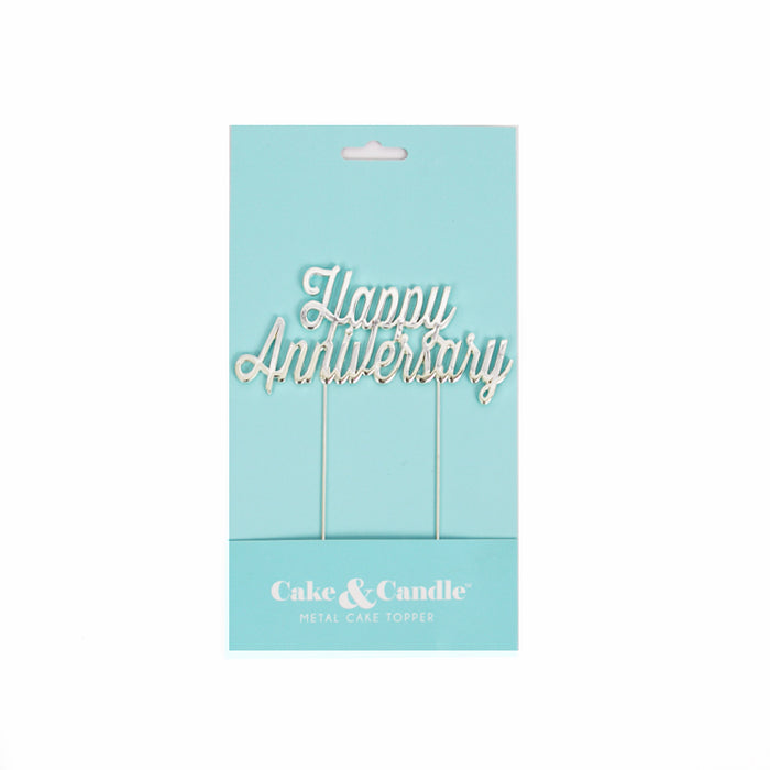 SILVER Plated Cake Topper - HAPPY ANNIVERSARY