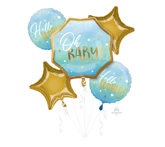 Oh Baby Blue Foil Balloon Bouquet