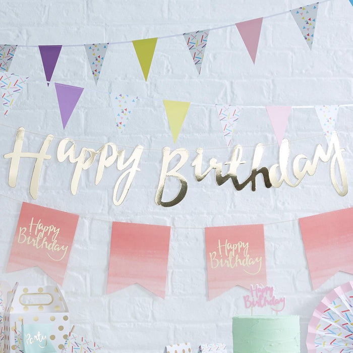 Pick & Mix Happy Birthday Foiled Banner Gold