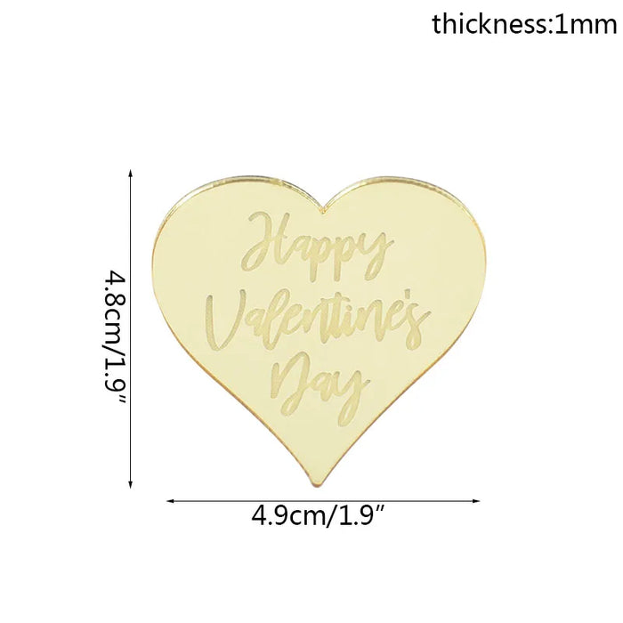 Happy Valentine's Acrylic Cupcake Topper 5pc - Gold