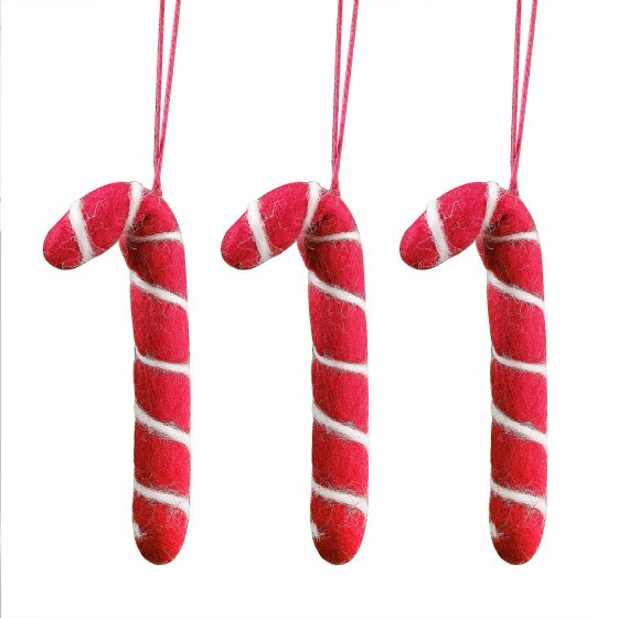 Merry Little Christmas Felt Candy Cane Decorations