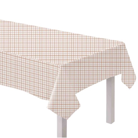 Gingham Paper Tablecover FSC White Sand