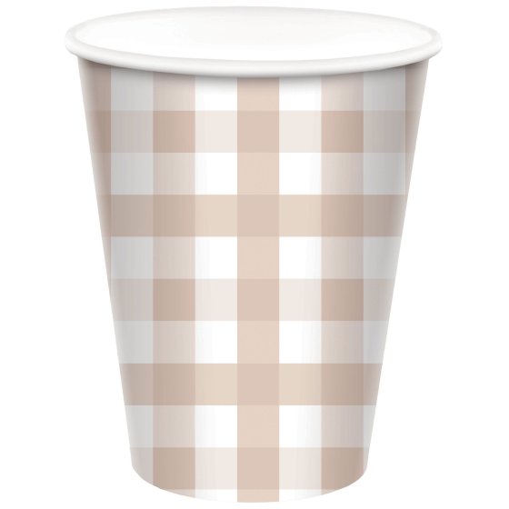 Gingham 266ml Paper Cup FSC White Sand