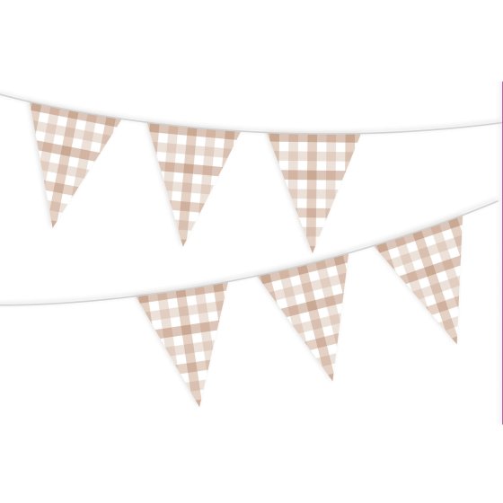 Gingham Paper Bunting FSC White Sand