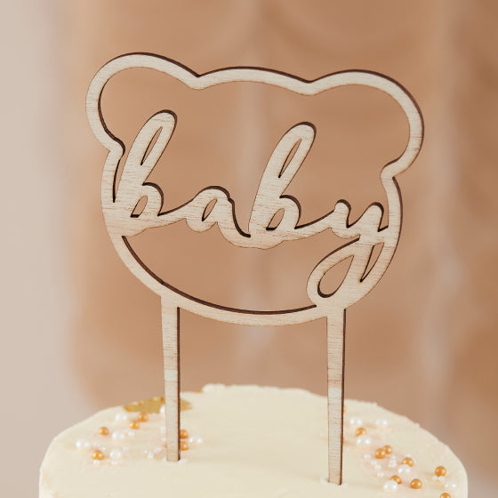 Teddy Bear Wooden Cake Topper