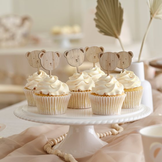 Teddy Bear Cupcake Toppers with Wooden Picks