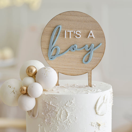 Teddy Bear It's a Boy Wooden Cake Topper