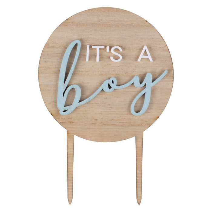 Teddy Bear It's a Boy Wooden Cake Topper