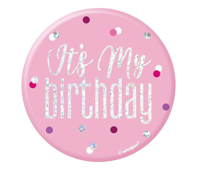 It's My Birthday Pink Glitz Badge