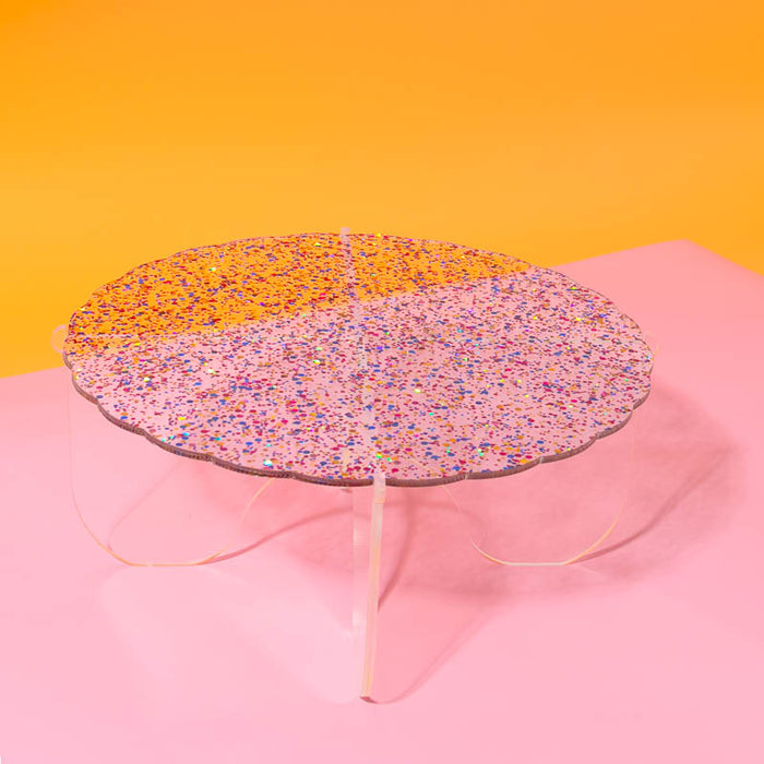 CAKE & CANDLE Plateau Gateau 3-Piece Cake Stand (GLITTER / CLEAR)