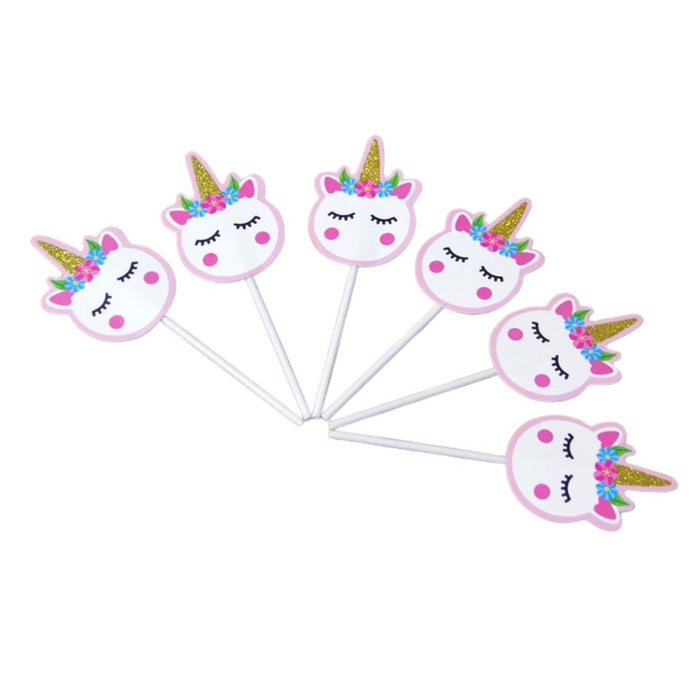 Unicorn Head Cake Toppers 6pk