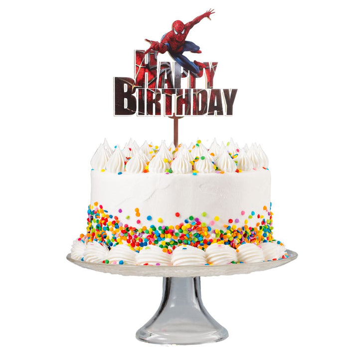 Spiderman Swinging Birthday Acrylic Cake Topper