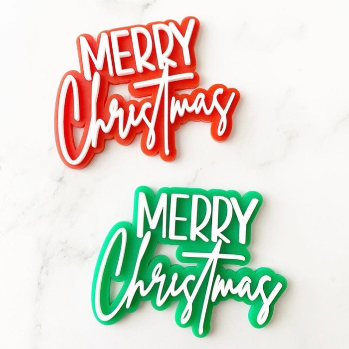 Merry Christmas Acrylic Cake Charm Topper - Green