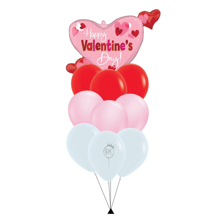 Swirly Heart Happy Valentines Balloon Bouquet