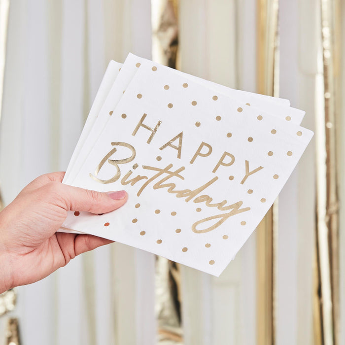 Mix It Up Gold Foiled Happy Birthday Napkins 16pk