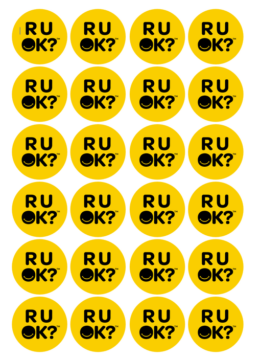 R U OK Logo Edible Icing Image - 24 Cupcake Toppers