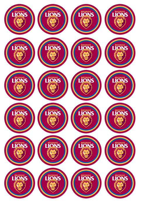 Brisbane Lions 24 Edible Cupcake Toppers (4cm)