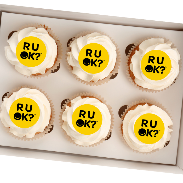 R U OK Logo Edible Icing Image - 24 Cupcake Toppers