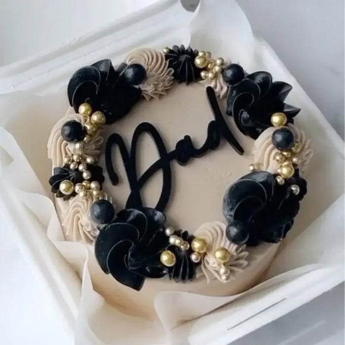 "Dad" Script Acrylic Cake Topper Black