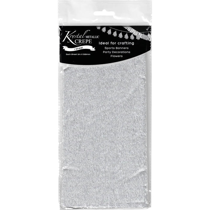 Krystal Crepe Paper - Metallic Silver (1 Sheet)