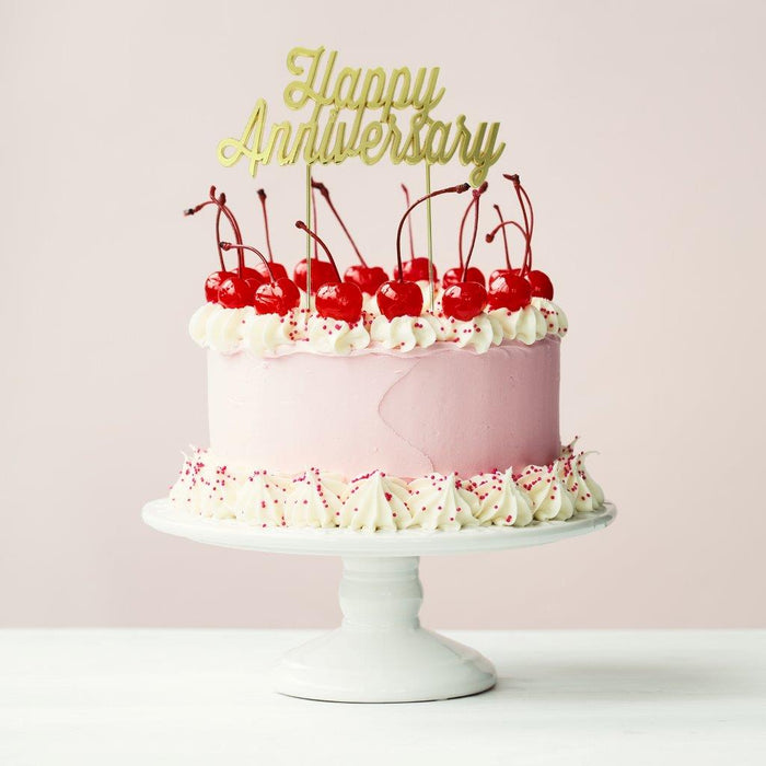 Gold Plated Cake Topper - HAPPY ANNIVERSARY