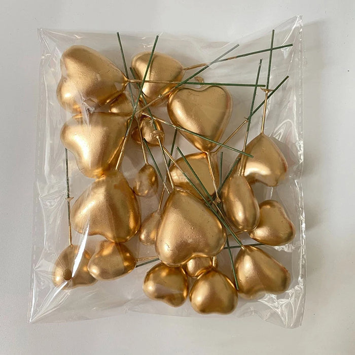 Heart Shaped Cake Ball Toppers 20pc - Gold